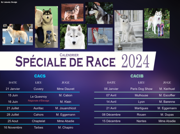 Calendrier Spéciale de Race 2024